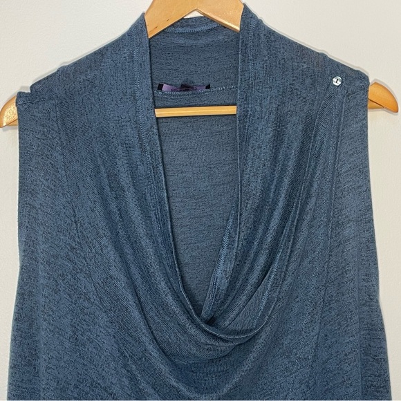 Olivia Sky Cardigan Sleeveless Dark Blue Open Front Lagenlook Maternity Large - Picture 2 of 12